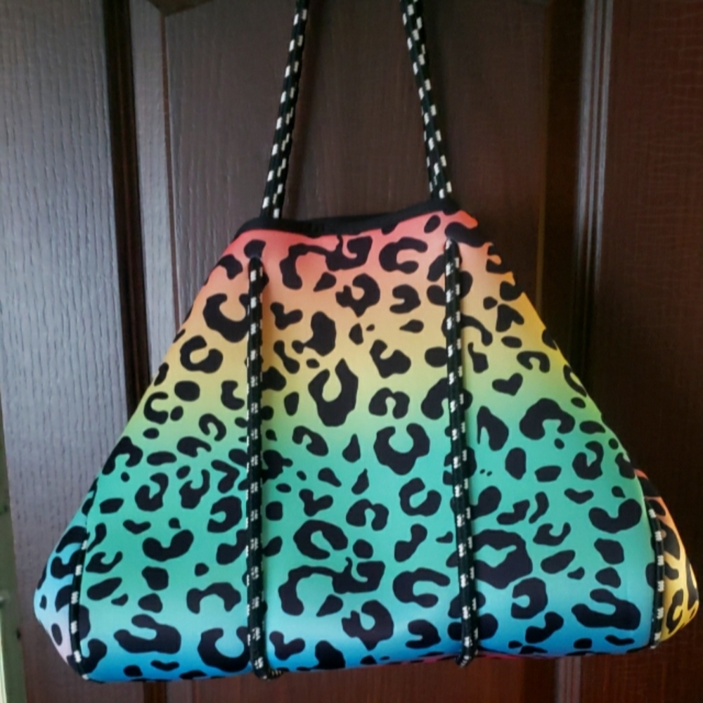 Neoprene Rainbow Leopard Bag